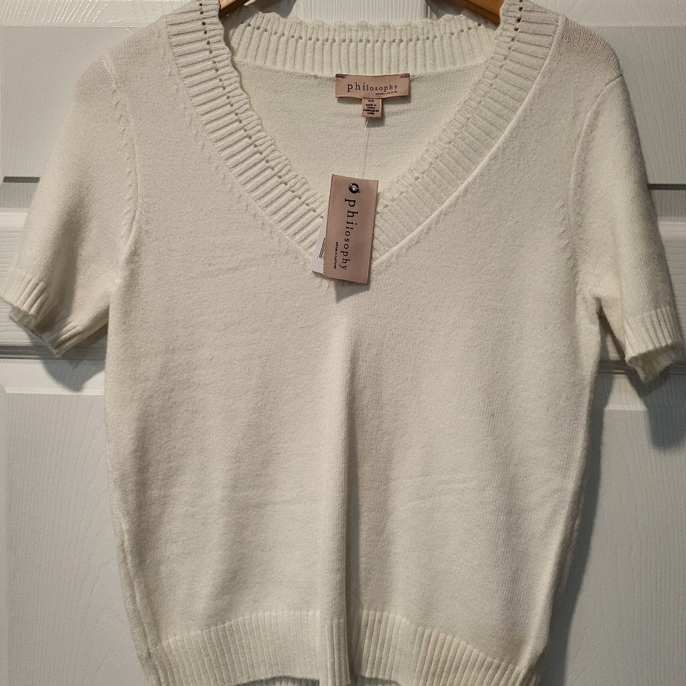 Philosophy Cream V-Neck Sweater